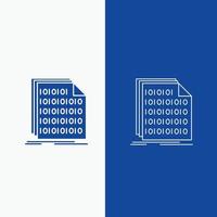 Binary. code. coding. data. document Line and Glyph web Button in Blue color Vertical Banner for UI and UX. website or mobile application vector