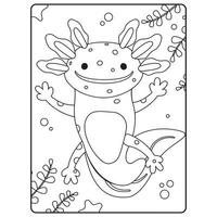 Axolotl Coloring Book Pages For Kids vector