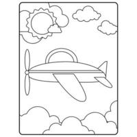 Libro para colorear de aviones para niños. vector