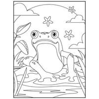 Cute Frog Coloring Pages For Kids vector