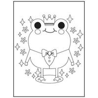 Cute Frog Coloring Pages For Kids vector