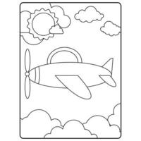 Libro para colorear de aviones para niños. vector