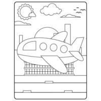 Libro para colorear de aviones para niños. vector