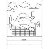 Airplane Coloring Book Pages For Kids vector