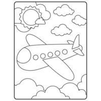 Airplane Coloring Book Pages For Kids vector