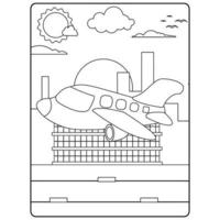 Libro para colorear de aviones para niños. vector