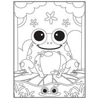 Cute Frog Coloring Pages For Kids vector