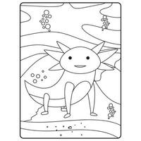 Axolotl Coloring Book Pages For Kids vector