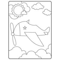 Airplane Coloring Book Pages For Kids vector