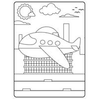 Airplane Coloring Book Pages For Kids vector