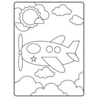 Airplane Coloring Book Pages For Kids vector