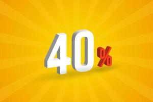 40 discount 3D text for sells and promotion. vector