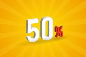 50 discount 3D text for sells and promotion. vector