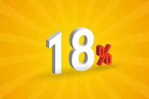 18 discount 3D text for sells and promotion. vector