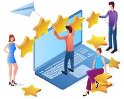 Rating of customer reviews.Isometric image of the rating Agency.The concept of feedback and contact with customers.People give feedback to support the business.vector illustration. vector