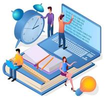 Isometric image of online education.Online course.Getting an education via the Internet.Distance learning.online conference.It can be used for web design or web banner. vector