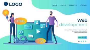 Web development.The site's software.The concept of programming and saving data.Search for new ideas in web design.The template of the landing page.Flat vector illustration.