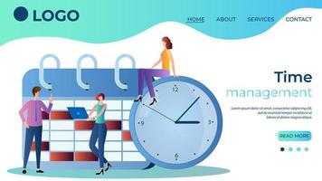 Time-management.Control of the workflow.Online guide.The template of the landing page.Flat vector illustration.