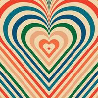 Psychedelic retro groove background shape heart vector