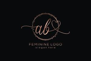 Initial AB handwriting logo with circle template vector logo of initial wedding, fashion, floral and botanical with creative template.