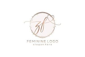 Initial ZF handwriting logo with circle template vector logo of initial wedding, fashion, floral and botanical with creative template.