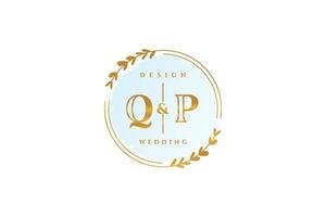 Initial QP beauty monogram and elegant logo design handwriting logo of initial signature, wedding, fashion, floral and botanical with creative template. vector