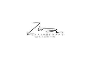 plantilla de logotipo de firma de letra inicial zw diseño elegante logotipo signo símbolo plantilla vector icono