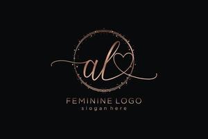 Initial AL handwriting logo with circle template vector logo of initial wedding, fashion, floral and botanical with creative template.