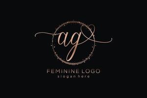 Initial AG handwriting logo with circle template vector logo of initial wedding, fashion, floral and botanical with creative template.