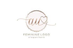 Initial AU handwriting logo with circle template vector logo of initial wedding, fashion, floral and botanical with creative template.