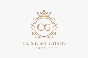 plantilla de logotipo de lujo real de letra cg inicial en arte vectorial para restaurante, realeza, boutique, cafetería, hotel, heráldica, joyería, moda y otras ilustraciones vectoriales. vector