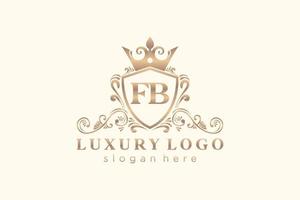 Initial FB Letter Royal Luxury Logo template in vector art for Restaurant, Royalty, Boutique, Cafe, Hotel, Heraldic, Jewelry, Fashion and other vector illustration.