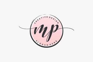 Initial MP handwriting logo with circle template vector signature, wedding, fashion, floral and botanical with creative template.