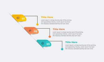 diseño creativo de plantilla infográfica empresarial con 3 o tres pasos para la presentación, diseño de plantilla infográfica vectorial mínimo moderno vector