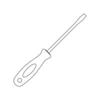 Flat Head Screwdriver Outline Icon Illustration on White Background vector
