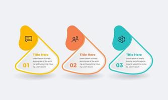 diseño creativo de plantillas infográficas de negocios con 3 o tres pasos para la presentación, diseño moderno de plantillas infográficas mínimas vector