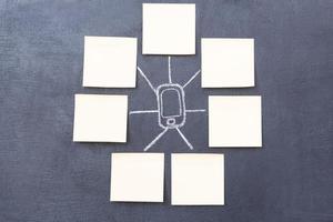 Multifunctional. Picture of group of reminder notes forming circle photo