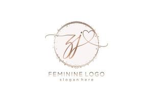 Initial ZJ handwriting logo with circle template vector logo of initial wedding, fashion, floral and botanical with creative template.