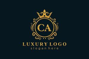 plantilla de logotipo de lujo real de letra ca inicial en arte vectorial para restaurante, realeza, boutique, cafetería, hotel, heráldica, joyería, moda y otras ilustraciones vectoriales. vector