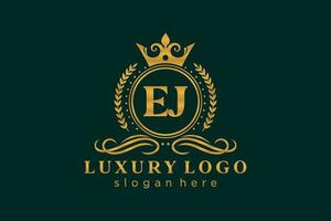 Initial EJ Letter Royal Luxury Logo template in vector art for Restaurant, Royalty, Boutique, Cafe, Hotel, Heraldic, Jewelry, Fashion and other vector illustration.