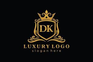 Initial DK Letter Royal Luxury Logo template in vector art for Restaurant, Royalty, Boutique, Cafe, Hotel, Heraldic, Jewelry, Fashion and other vector illustration.