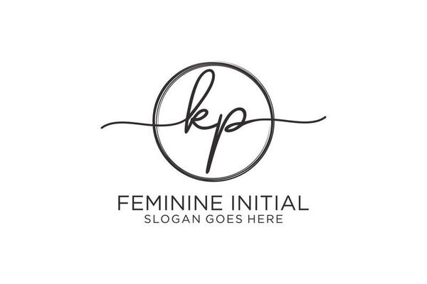Initial KP handwriting logo with circle template vector logo of initial signature, wedding, fashion, floral and botanical with creative template.