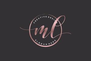 Initial ML handwriting logo with circle template vector signature, wedding, fashion, floral and botanical with creative template.