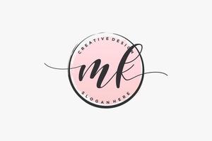 Initial MK handwriting logo with circle template vector signature, wedding, fashion, floral and botanical with creative template.