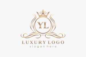 plantilla de logotipo de lujo real con letra yl inicial en arte vectorial para restaurante, realeza, boutique, cafetería, hotel, heráldica, joyería, moda y otras ilustraciones vectoriales. vector