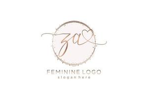 Initial ZA handwriting logo with circle template vector logo of initial wedding, fashion, floral and botanical with creative template.