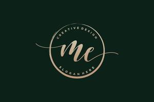 Initial ME handwriting logo with circle template vector signature, wedding, fashion, floral and botanical with creative template.