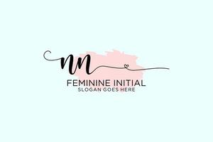 Initial NN beauty monogram and elegant logo design handwriting logo of initial signature, wedding, fashion, floral and botanical with creative template. vector