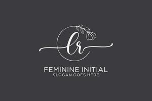 Initial LR beauty monogram and elegant logo design handwriting logo of initial signature, wedding, fashion, floral and botanical with creative template. vector