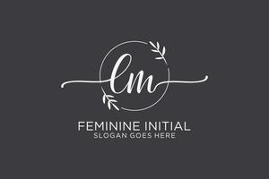 Initial LM beauty monogram and elegant logo design handwriting logo of initial signature, wedding, fashion, floral and botanical with creative template. vector